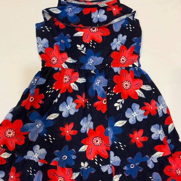 Carter's Girls Summer Shoulder Strap Sleeves Short Flower Dress Size 8/8A - Picture 1 of 3
